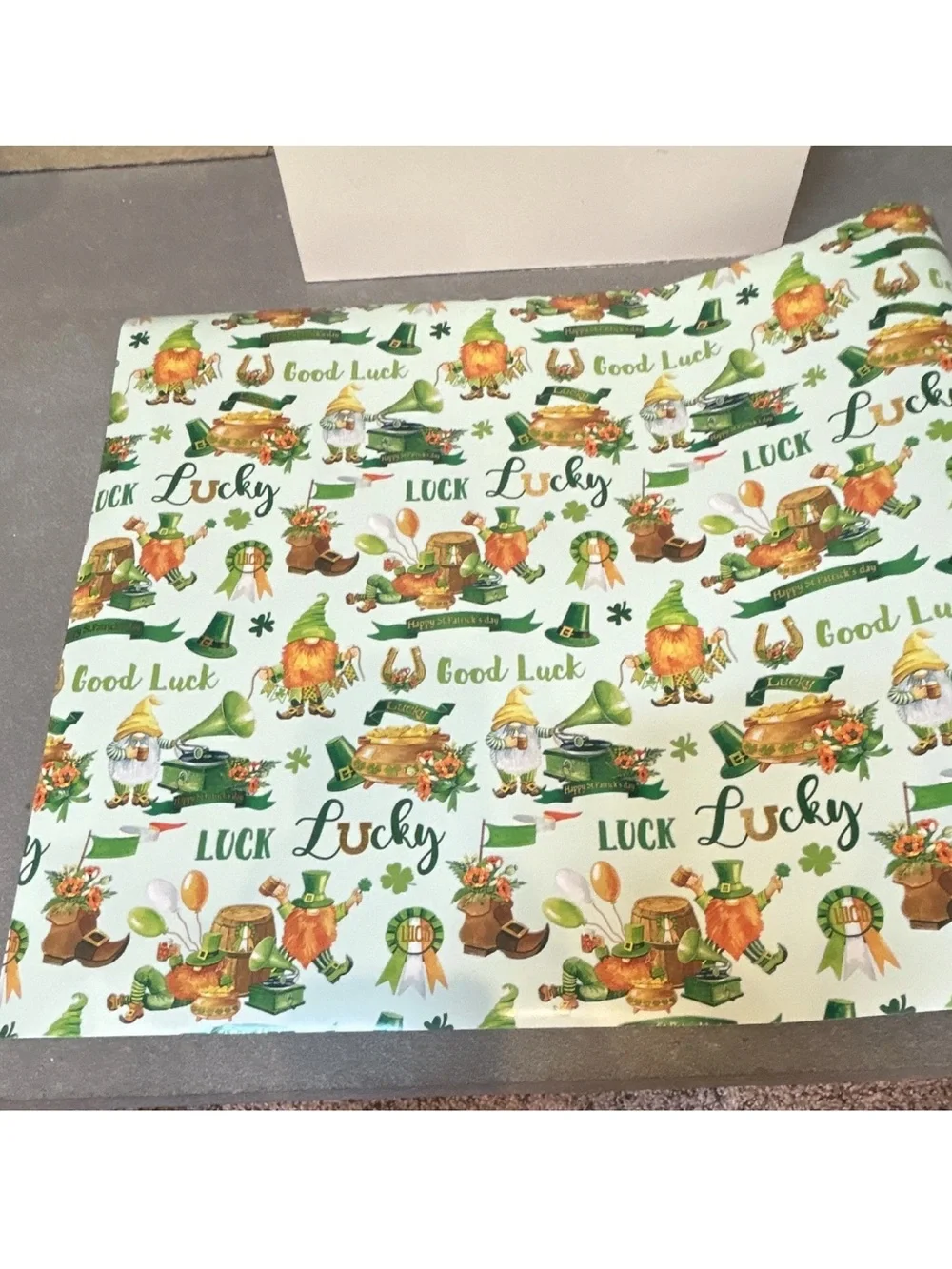 Festive St. Patrick's Day Reversible Lucky Green and Gold Gift Wrap